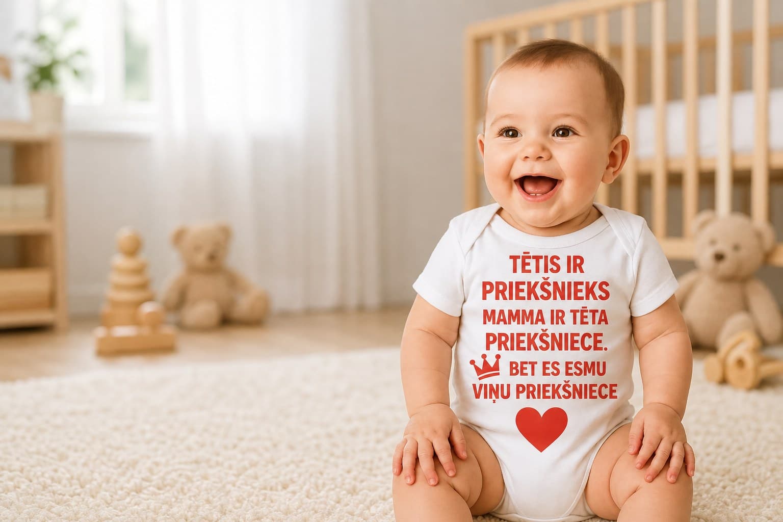 Mazulis bodijā ar uzrakstu “Es esmu viņu priekšniece”